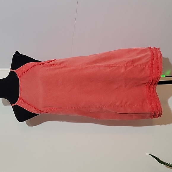 Fate Dresses & Skirts - Fate Coral Orange Linen Tencel Blend Mini Dress Fringe Hem Pockets Size Medium